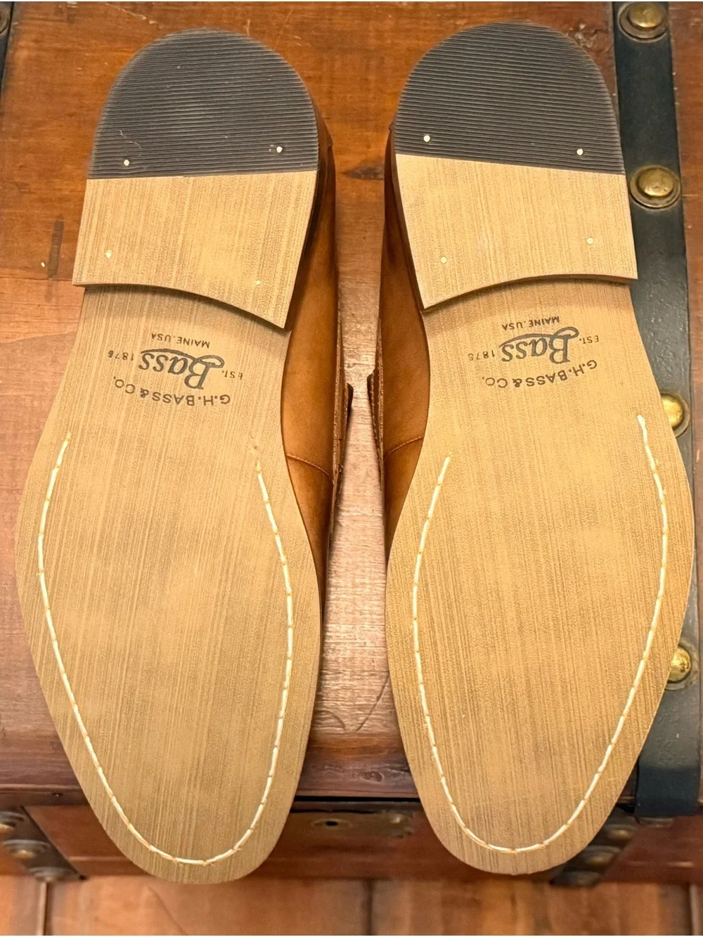 G.H. Bass & Co. Leather Slip-On Loafers in Cognac Brown